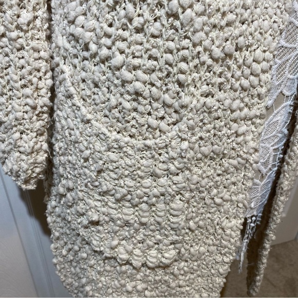 Flex Moda Natural Beige Oversized Popcorn Knit Hooded Cardigan Pockets Open M/L - Picture 7 of 16